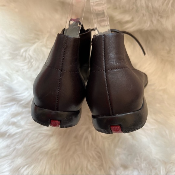 PRADA Logo Chukka Lace Up Leather Boots Loafers - Picture 6 of 9